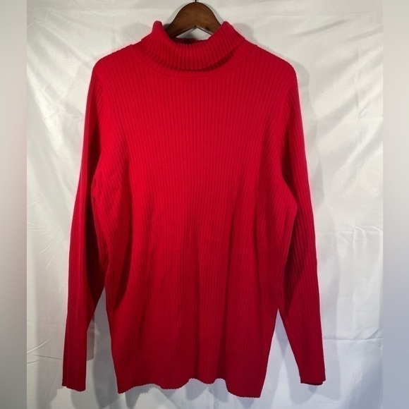 Lane Bryant Turtleneck Sweater Womens Ribbed Long Sleeve Stretch Red Size 26/28 - Picture 1 of 5